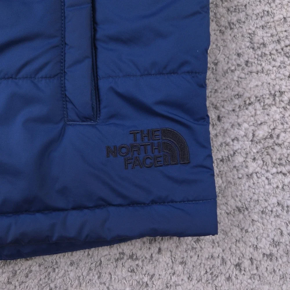 The North Face Vest Mens Small Full Zip Pockets Logo Windbreaker Blue Black